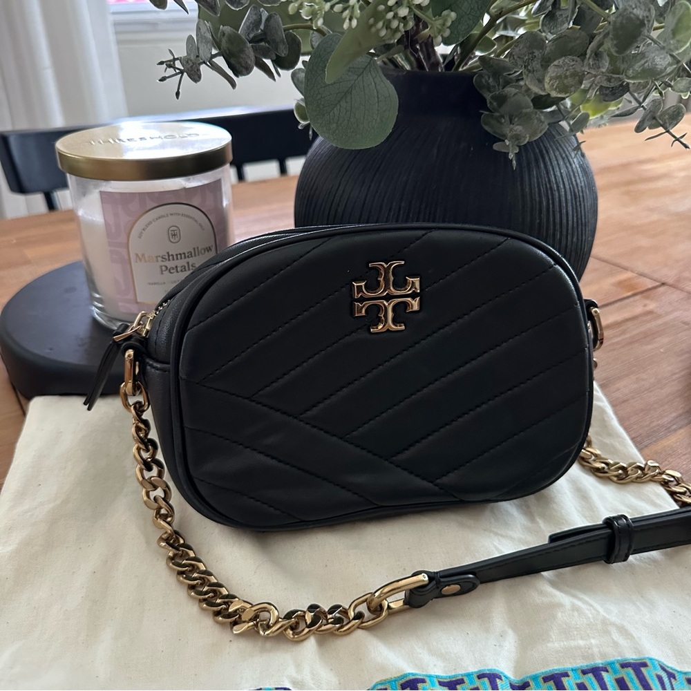 Tory Burch Kira Chevron Black Quilted Crossbody Bag